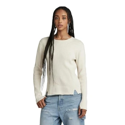 Image of G STAR RAW Women&#039;s Ribbed Jumper , Beige/khaki (antique white D24486 D563 G286), M