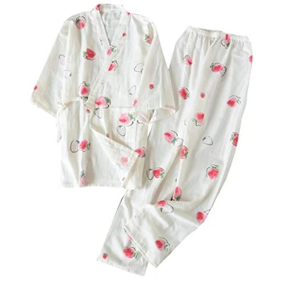 Image of OWLONLINE Pure Cotton Womens Japanese kimono Pajamas Suit Size M A15