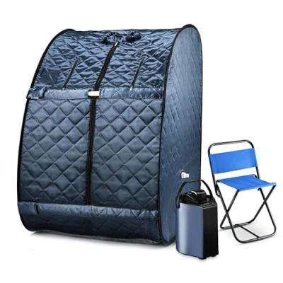 Image of MFYDPP Portable Sauna Steam Tent,Sauna Box For Home,Sauna Tent,with 1000W 3L Steamer, Remote Control, Folding Chair