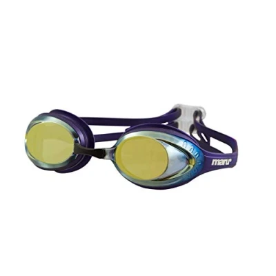 Image of Maru Sonic Swimming Goggles, UV Protection, Quick Adjust Comfort Strap, Anti Fog Clear Vision Swim Goggle Lenses for Adult, Men, Women and Kids Age 6 14 (Purple/Blue, One Size)