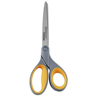 Image of Westcott E 30493 00 Softgrip Scissors 11 cm Titanium Nitride Stainless Steel Blades Grey/Yellow 23