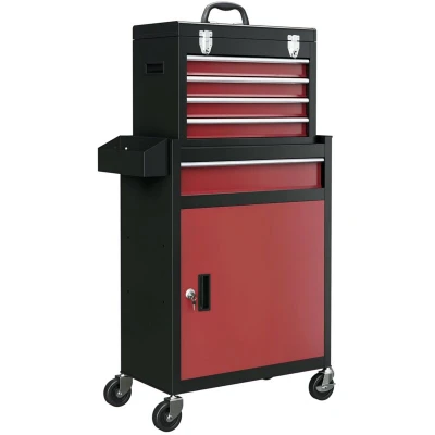 Image of HOMCOM Tool Cabinet on Wheels with 5 Drawers Top Chest Roller Combo B20 105V00MX