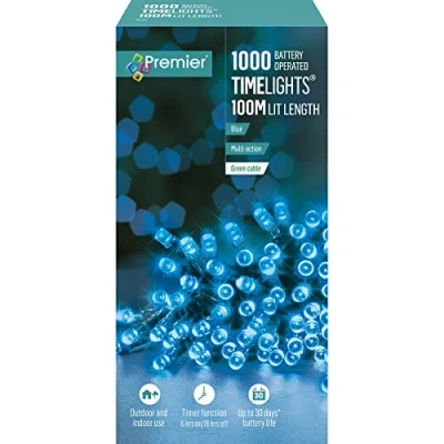 Image of Premier Battery Operated Multi Action Timer Function Timelights 1000 LEDs 100M Blue