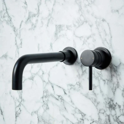 Image of Core Lever Basin Mixer Tap Wall Mounted Matt Black Orbit