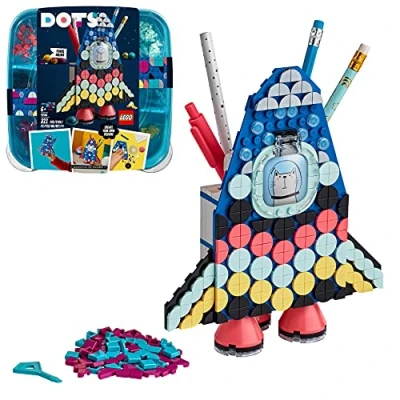 Image of LEGO 41936 DOTS Pencil Holder Rocket Toy Desk Décoration, Creative Activities, Craft Kit for Kids Age 6+
