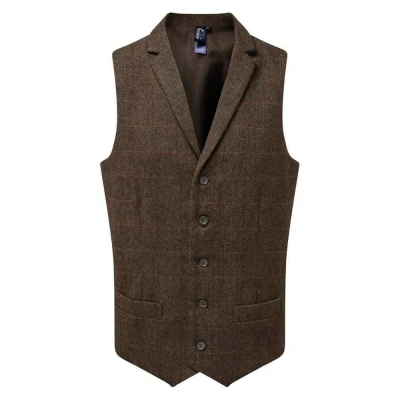 Image of Premier Mens Herringbone Waistcoat (Brown) Size X Small