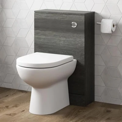 Image of Artis Bathroom Toilet Cistern Unit Only Charcoal Grey 500x215mm Cloakroom Furniture Flat Pack Modern Slimline