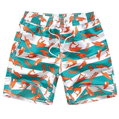 Image of FedMois Boys Swimming Trunks Quick Dry Beach Shorts Boardshorts, Orange, 7 8 Years