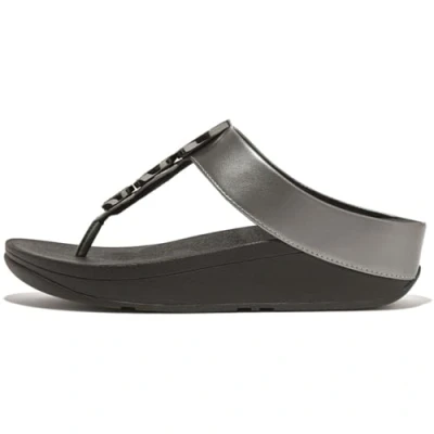 Image of Halo Bead Circle Metallic Toe Post Leather Women&#039;s Sandals