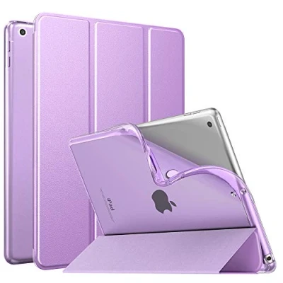 Image of MoKo Case for New iPad 9th/8th/7th Gen (2021/2020/2019), Soft TPU Translucent Frosted Back Cover Slim Shell Protective with Stand 10.2 inch,Auto Wake/Sleep,Purple