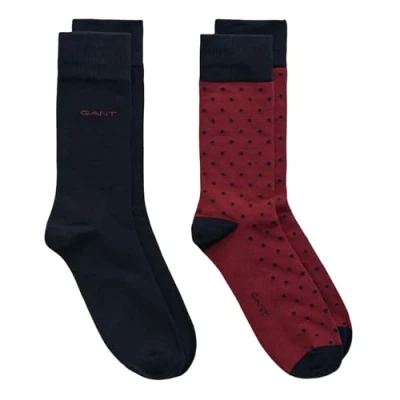 Image of GANT Men&#039;s 2 Pack Solid And Dot Socks Burgundy (9 12 UK)