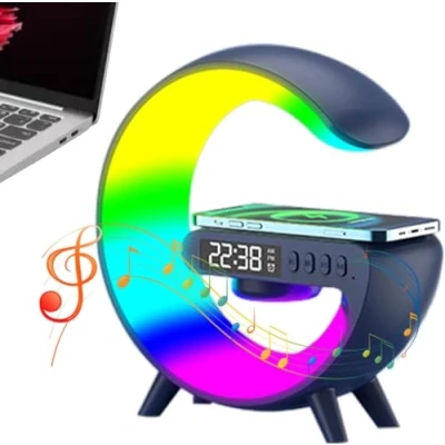 Image of LED Night Light Table Atmosphere Lamps Wireless Charger Blueto oth Speaker Lamp G Shape Music Timer Alarm Clock RGB Color Changing Dimmable Bedside for Family Friend Gifts