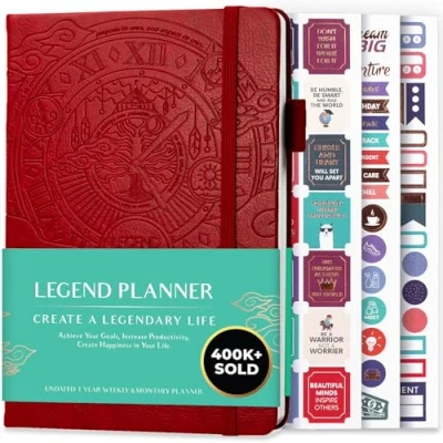 Image of Legend Planner Weekly &amp; Monthly Life to Hit Your Goals Live Happier. Organizer Notebook Productivity Journal. A5 (Red)