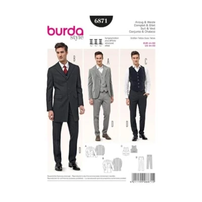 Image of Burda 6871 Pattern for Suit and Waistcoat