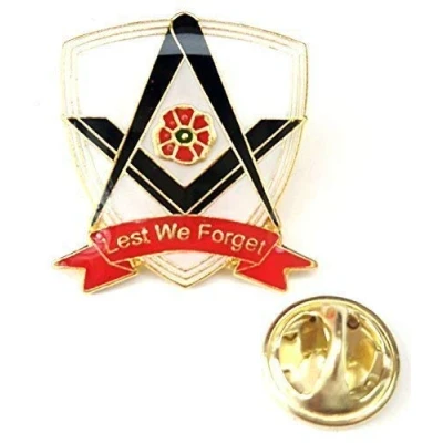 Image of Masonic Lest We Forget Remembrance Poppy Lapel Pin Badge Exclusive
