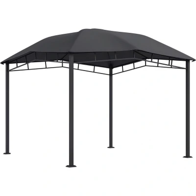 Image of Outsunny 3x3 (m) Outdoor Patio Gazebo Pavilion Canopy Tent Steel Frame Grey 84C 113V01GY