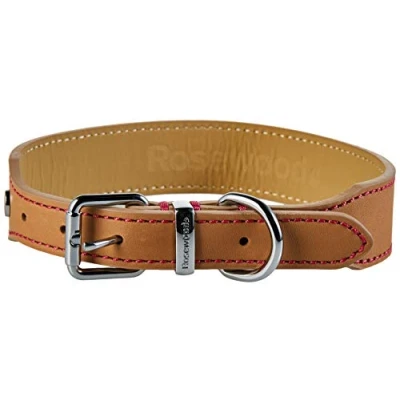 Image of Rosewood Luxury Leather Dog Collar, 18 22 inch, Tan