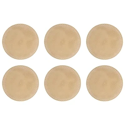 Image of Harvey &amp; Mason Set Of 6 Round Gold Christmas Placemats For Any Dining Table Art Deco Luxury Tableware