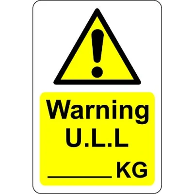 Image of Unladen load weight kg (ULL) Vehicle safety sign Self adhesive sticker 400mm x 300mm