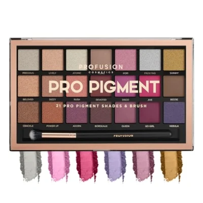 Image of Profusion Cosmetics 21 Shade Eyeshadow Palette Collection &amp; Brush, Pro Pigments