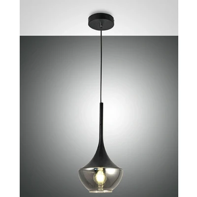 Image of Apollo Dome Pendant Ceiling Lights Black Glass, E27