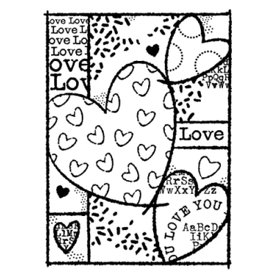 Image of Woodware Francoise Collection Clear Magic Heart Collage Stamp Set, A6,Transparent,FRS897