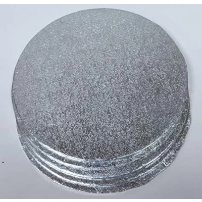 Image of Art of cake Round Turned Edge Cards/Double thick 8 in board,Silver Fern covering (3mm thick) 8in/ 200mm (Pack 5