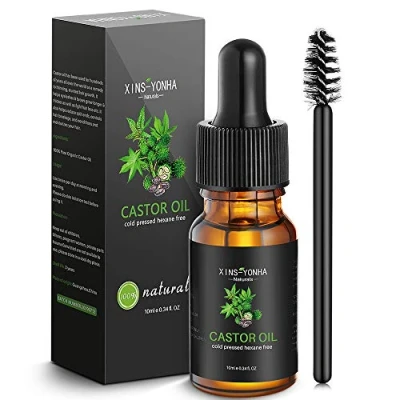 Image of Castor Oil, Hair Growth Oil Pure Cold Pressed for Eyelashes Eyebrows Lash Nail, Serum Eyebrow with Eyelash Brush Skin Care Ricin (10ml)