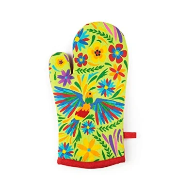Image of Excelsa Mexican Flowers Oven Glove, One Size, Lining 100% Cotton, Polyester Padding