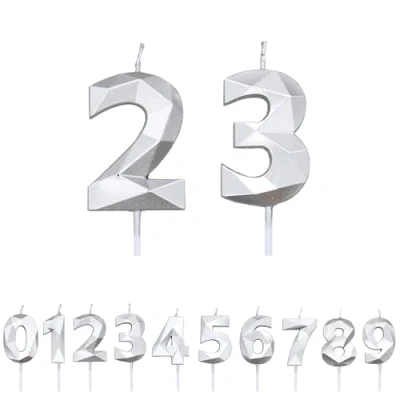 Image of FUZVOL Birthday Candles, Number 23 Candle, Silver Candle for Cake, Happy Cake Candles Topper Decorations