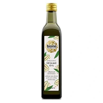 Image of Biona Organic Sesame Seed Oil, 500ml From Seeds Cold Pressed and Unrefined Delicate Nutty Flavour Multi purpose Oil