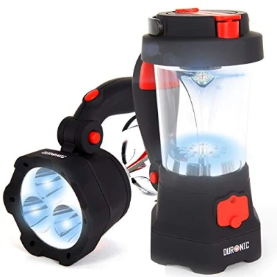 Image of Duronic Camping Lantern Rechargeable LED Light Hurricane, 5W Wind up Flashlight Torch Lanterns for Hiking, Emergency with 3 Modes Outdoor Activities