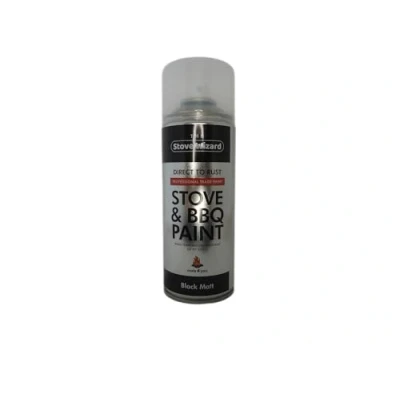 Image of The Stove Wizard BBQ &amp; Aerosol Professional Trade Paint BLACK Very High Temperature Resistant Up to 650C BBQs, Stoves, Chimineas, Automotive, Fire Screens Surrounds 1 x 400ml tin
