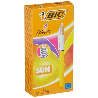 Image of BIC 4 Colours Sun Ballpoint Pens Box of 12