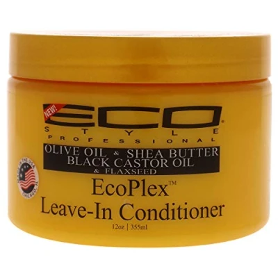 Image of ECOCO Eco Style EcoPlex Leave In Conditioner Olive Oil Shea Butter Black Castor Flaxseed Conditions Repairs Moisturizes Promotes Hair Growth 12 fl. oz./355 ml
