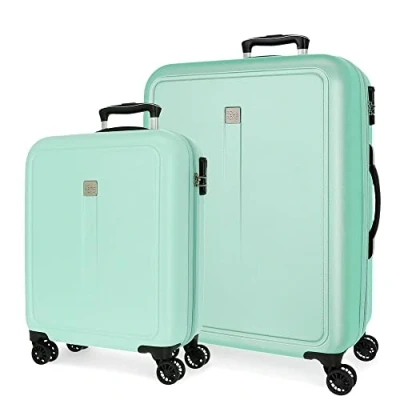 Image of Roll Road Camboya Cabin Trolley, Black, 40 x 55 20 cm, Rigid ABS Combination Lock, Side 37 L, 3.08 kg, 4 Wheels, Hand Luggage, Turquoise, cm / 48 68 27 Set of 2 suitcases