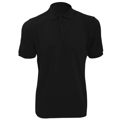 Image of Russell Athletic Mens Ripple Collar &amp; Cuff Short Sleeve Polo Shirt (Black) Size 4XL