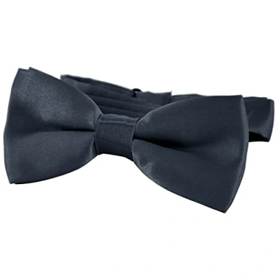 Image of DonDon comfortable Boys bow tie pre tied with adjustable length silk look for children Dark Grey