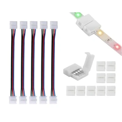 Image of ENQIMAOYI LED Light Strip Connectors for RGB Lights,10 Pack 4pin 8mm Gapless Solderless Connectors,5 to Jumper Extension Connector DIY