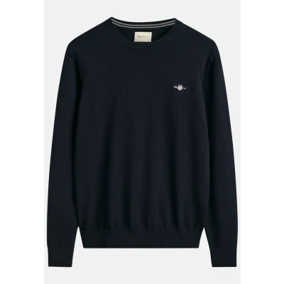 Image of GANT Classic C NECK Jumper, Men&#039;s, Size: Small, Evening blue