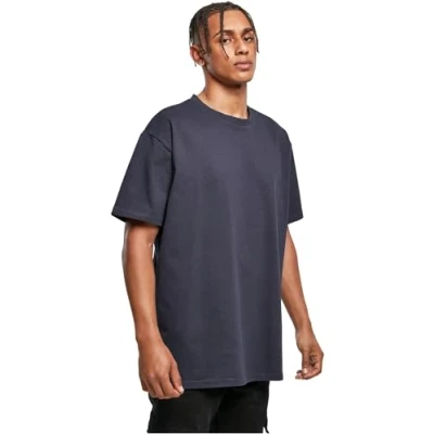 Image of Build Your Brand Men&#039;s Heavy Oversize Tee T Shirt, Navy, XL UK