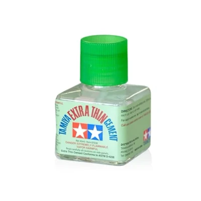 Image of Tamiya Extra Thin Liquid Cement Glue with Applicator Brush 40ml Bottle 87038