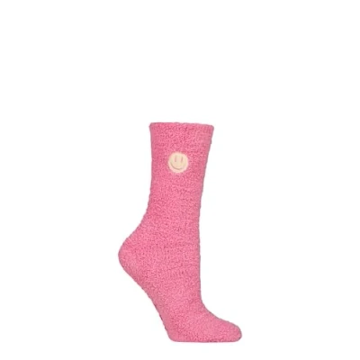 Image of Women&#039;s 1 Pair SOCKSHOP Wildfeet Gift Boxed Fluffy Slipper Socks Smiley Face 4 8