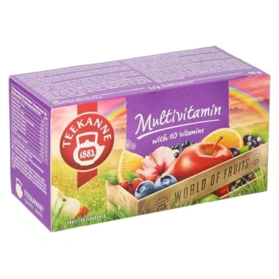 Image of Teekanne World of Fruits Multivitamin Fruit Flavoured All Natural Tea Infusion with 10 Vitamins Immune System Support 20 Teabags