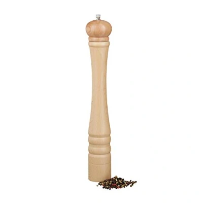 Image of Relaxdays Wooden Pepper Mill, Ceramic Grinding Mechanism, Large, Size: 40 x 6 cm, Classic Design, Natural
