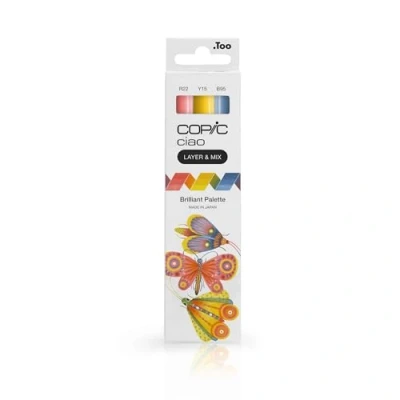 Image of COPIC Ciao Layer &amp; Mix Set Of 3 Pens, Brilliant Palette Markers, Art, Colouring, Graphic, Highlighter, Design, Anime Manga
