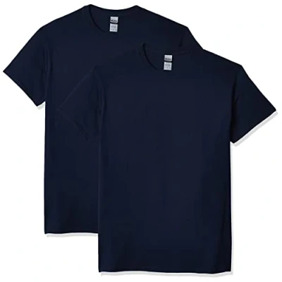 Image of Gildan Mens Ultra Cotton T Shirt Style G2000 Shirt, Navy Blue Pack of 2, L