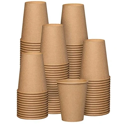 Image of Comfy Package [100 Pack] 12 oz. 350 ml Kraft Paper Hot Coffee Cups Unbleached