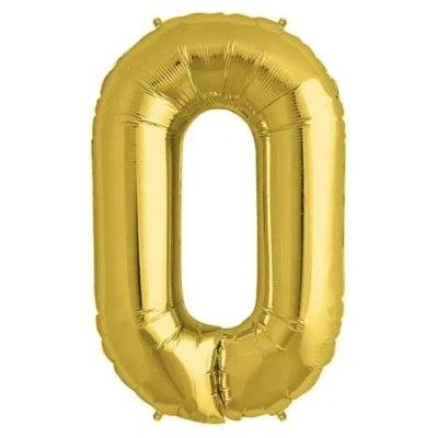 Image of Gold Number 0 Foil Balloon, 101cm