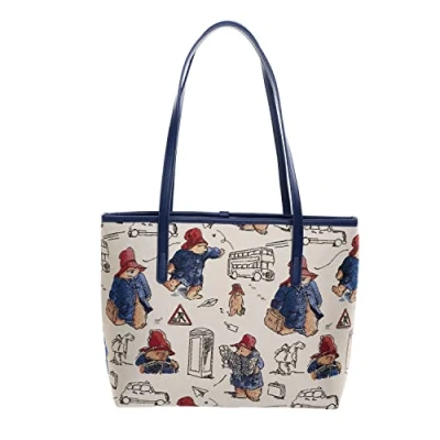Image of Signare Paddington Bear Large Premium Woven Tapestry Reusable Shopper Tote Shoulder Handbag with Top Handles One Size Measures approx. 43cm (W) x 27.5cm (H) 15cm (D)